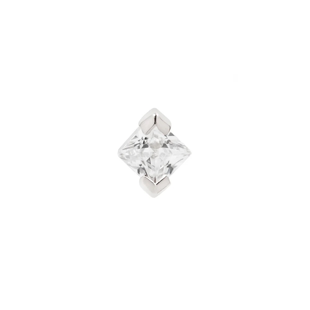 PAIR of Buddha jewelry celestial threadless ends in 14k white gold CZ